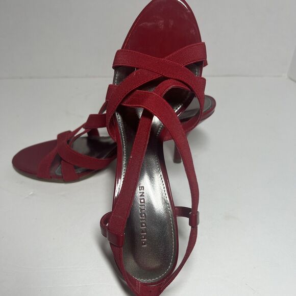 Predictions Women’s Red Strapped Sandal Shoes 3” Heels Sz 7 M Slingback - Picture 9 of 11